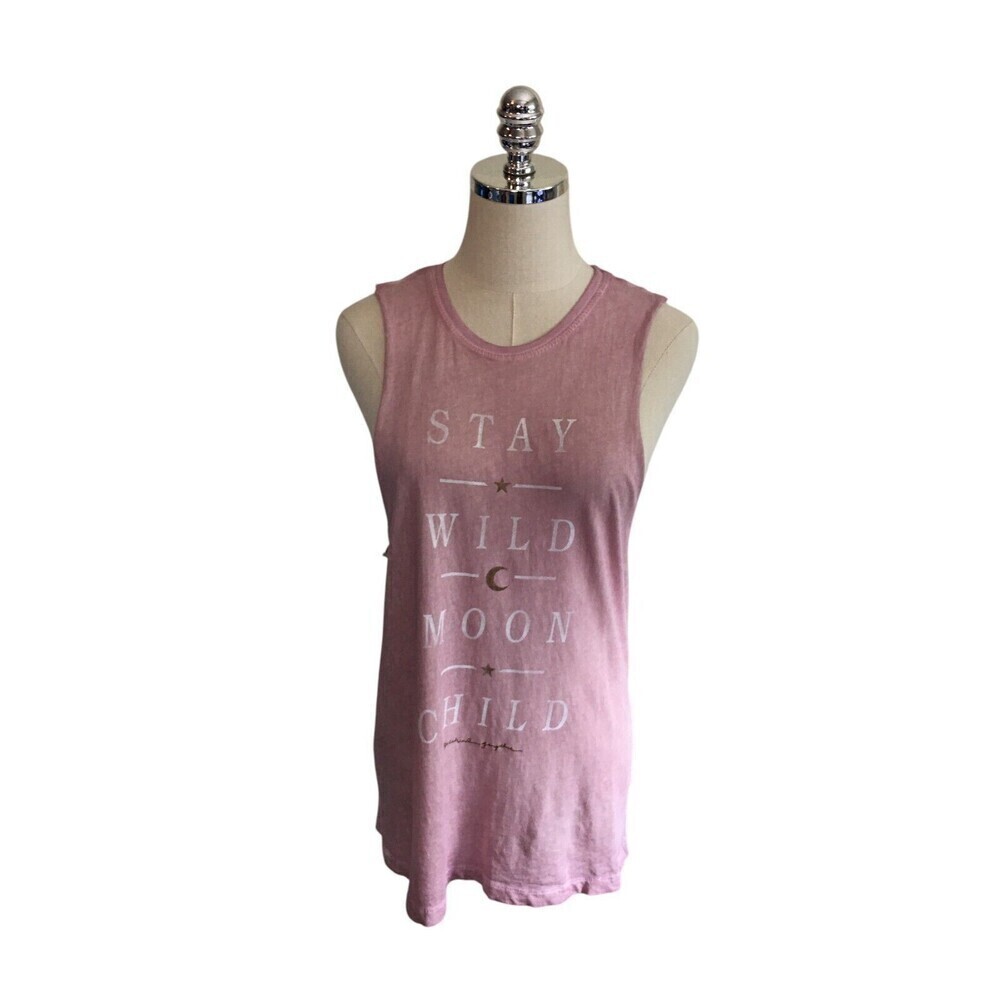 Spiritual Gangster Tank Top Women's Size Small Pink Stay Wild Moon Child Cotton